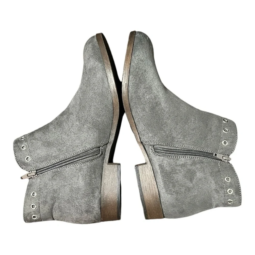Justice Gray Faux Suede Ankle Booties Size 9